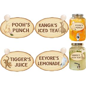 8PCS Vintage Winnie Stickers Drink Labels Classic Pooh with Friends Drink Decorations for Baby Shower Birthday Food Labels Oh Baby Party Supplies in Kuwait
