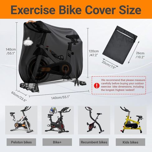 Stationary Bike Cover Waterproof Outdoor，Upright Exercise Bike Cover with Air Vent,Waterproof Strip,4 Windproof Buckles,All Weather Large Cover for Most Stationary Bike in Saudi Arabia