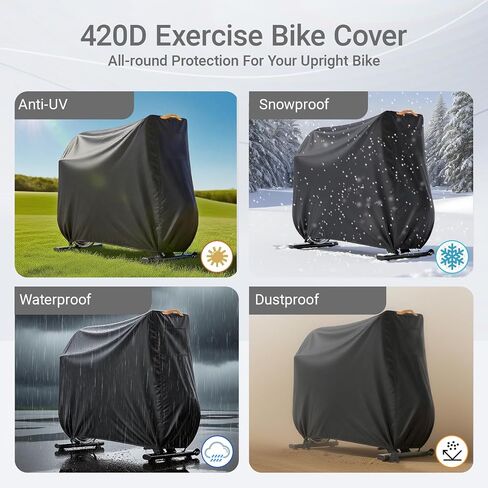 Stationary Bike Cover Waterproof Outdoor，Upright Exercise Bike Cover with Air Vent,Waterproof Strip,4 Windproof Buckles,All Weather Large Cover for Most Stationary Bike in Saudi Arabia