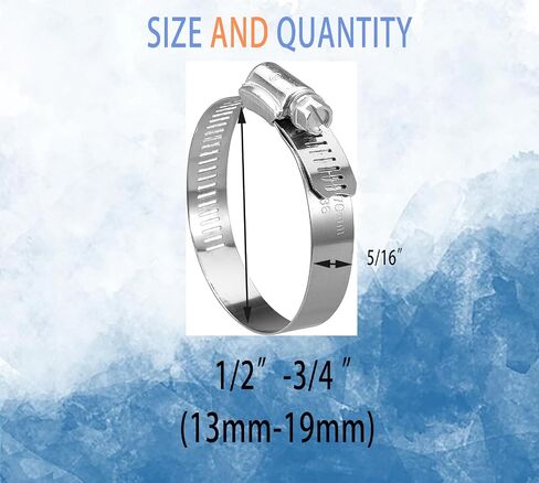 AOPANDA 15 Pack Stainless Steel Hose Clamp Adjustable 1/4''-1/2'' (7-13mm) Worm Gear Hose Clamp, Metal Fuel Line Pipe Clamp for Plumbing, Automotive And Mechanical Application in Kuwait
