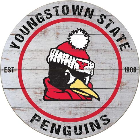 KH Sports Fan Youngstown State Penguins Signed Circle ، 20 × 20 بوصة ، ديكور البطريق لغرفة النوم والمنزل ؛ اعرض روح فريقك مع فن طيور البطريق بجامعة Youngstown in Kuwait