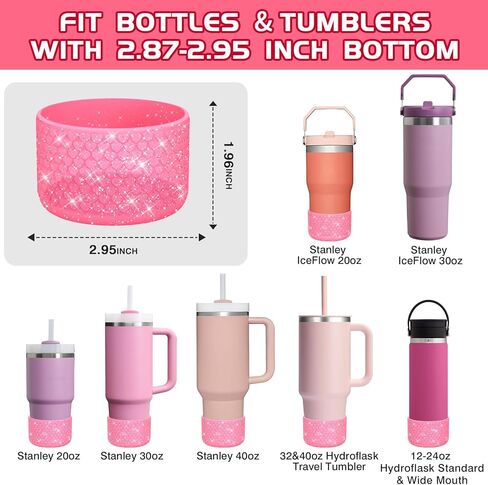 Wuqid Prettection Bling Heart Texture Silicone Boot Sleeve متوافق مع قولان مقطع 40 أوقية أوقية 20 أوقية و 12-24 أوقية قارورة هيدرو الرياضية ، غطاء قاع زجاجة مضاد للانزلاق لمدة 2.8-2.95 بوصة أسفل in Kuwait