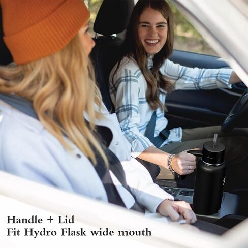 غطاء بديل لزجاجة ماء عريض من Hydroflask ، أغطية أعلى مع قش لإكسسوارات قارورة المائية ، غطاء مقبض زجاجة رياضية أعلى لـ Hydroflask 12 16 20 32 40 64 128 أوقية in Kuwait