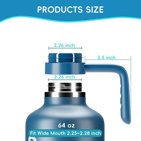 غطاء بديل لزجاجة ماء عريض من Hydroflask ، أغطية أعلى مع قش لإكسسوارات قارورة المائية ، غطاء مقبض زجاجة رياضية أعلى لـ Hydroflask 12 16 20 32 40 64 128 أوقية in Kuwait