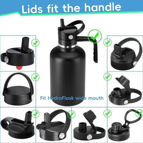 غطاء بديل لزجاجة ماء عريض من Hydroflask ، أغطية أعلى مع قش لإكسسوارات قارورة المائية ، غطاء مقبض زجاجة رياضية أعلى لـ Hydroflask 12 16 20 32 40 64 128 أوقية in Kuwait