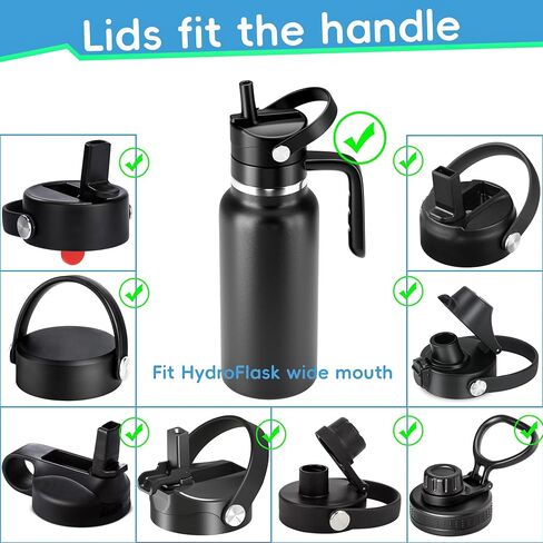 غطاء بديل لزجاجة ماء عريض من Hydroflask ، أغطية أعلى مع قش لإكسسوارات قارورة المائية ، غطاء مقبض زجاجة رياضية أعلى لـ Hydroflask 12 16 20 32 40 64 128 أوقية in Kuwait
