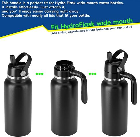 غطاء بديل لزجاجة ماء عريض من Hydroflask ، أغطية أعلى مع قش لإكسسوارات قارورة المائية ، غطاء مقبض زجاجة رياضية أعلى لـ Hydroflask 12 16 20 32 40 64 128 أوقية in Kuwait