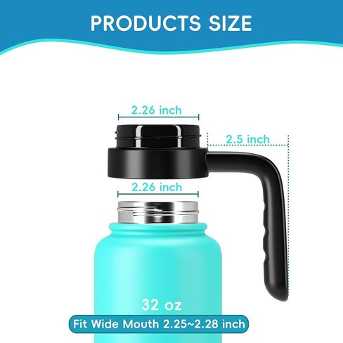 غطاء بديل لزجاجة ماء عريض من Hydroflask ، أغطية أعلى مع قش لإكسسوارات قارورة المائية ، غطاء مقبض زجاجة رياضية أعلى لـ Hydroflask 12 16 20 32 40 64 128 أوقية in Kuwait