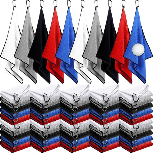 مجموعة مناشف الجولف من Batiyeer لحقائب الجولف مقاس 40.64 سم × 40.64 سم، منشفة جولف من الألياف الدقيقة مع مشبك على شكل وافل لحقائب الجولف، واللياقة البدنية، والتخييم، والمشي لمسافات طويلة، واليوجا in Kuwait