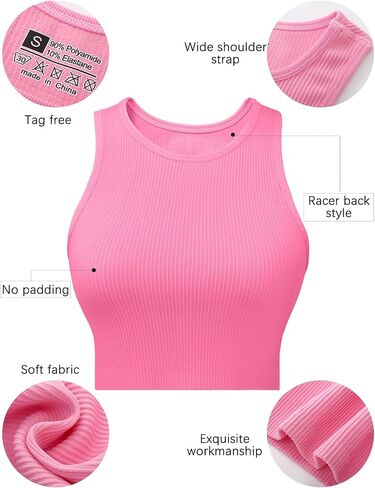 COZYPOIN 3 Pcs Womens Tank Tops Crop Slim Fitted Racerback Sports Tanks Casual Basic Seamless Ribbed Sexy Yoga Gym Shirts in Saudi Arabia