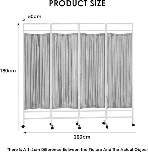 Foldable Mobile Privacy Screen,Hospital Steel Room Divider,Partition Privacy Separator Wall,for Emergency Room Hospital Beauty Salon Office(White,4-Panel) in Saudi Arabia