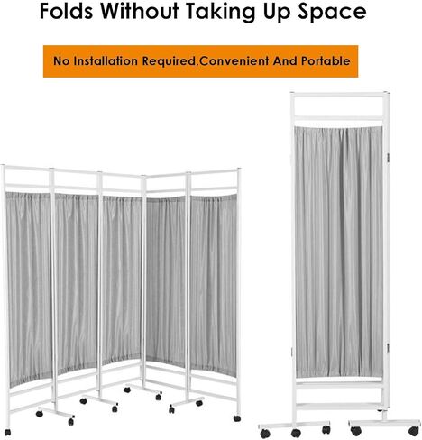 Foldable Mobile Privacy Screen,Hospital Steel Room Divider,Partition Privacy Separator Wall,for Emergency Room Hospital Beauty Salon Office(White,4-Panel) in Saudi Arabia