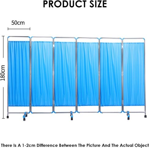 Foldable Privacy Screen,Mobile Privacy Separator Wall,Stainless Steel Room Divider,for Emergency Room Hospital Beauty Salon Office,Blue(White,6-Panel) in Saudi Arabia