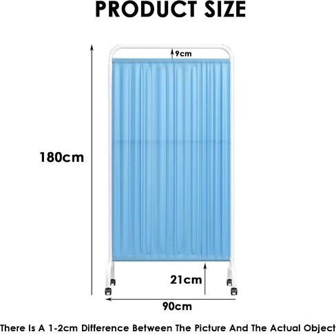 Mobile Privacy Screen,Single Panel Folding Rolling Privacy Screen,Partition Privacy Separator Wall,for Clinic Beauty Salon Office(Blue,3-Panel) in Saudi Arabia