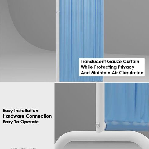 Mobile Privacy Screen,Single Panel Folding Rolling Privacy Screen,Partition Privacy Separator Wall,for Clinic Beauty Salon Office(Blue,3-Panel) in Saudi Arabia