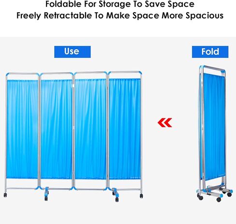 Foldable Privacy Screen,Mobile Privacy Separator Wall,Stainless Steel Room Divider,for Emergency Room Hospital Beauty Salon Office,Blue(Color1,5-Panel) in Saudi Arabia