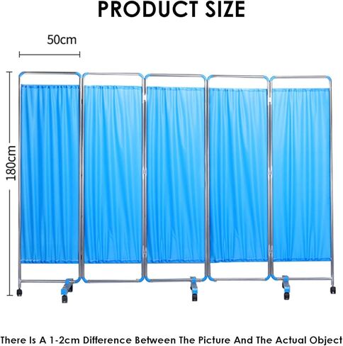 Foldable Privacy Screen,Mobile Privacy Separator Wall,Stainless Steel Room Divider,for Emergency Room Hospital Beauty Salon Office,Blue(Color1,5-Panel) in Saudi Arabia