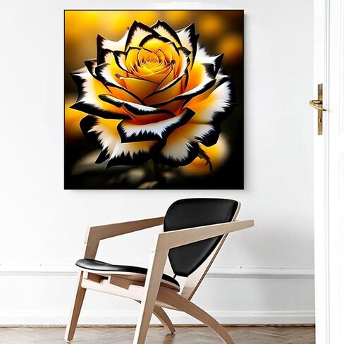 5D Diamond Art Kits for Adults Beginners Yellow Rose，DIY Full Round Drill Diamond Painting Kits, Paint by Diamonds Dots Gem Art Crystal Easy，Home Wall Decor 13.78X13.78 Inch in Saudi Arabia