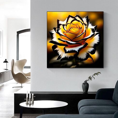 5D Diamond Art Kits for Adults Beginners Yellow Rose，DIY Full Round Drill Diamond Painting Kits, Paint by Diamonds Dots Gem Art Crystal Easy，Home Wall Decor 13.78X13.78 Inch in Saudi Arabia