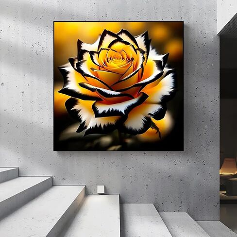 5D Diamond Art Kits for Adults Beginners Yellow Rose，DIY Full Round Drill Diamond Painting Kits, Paint by Diamonds Dots Gem Art Crystal Easy，Home Wall Decor 13.78X13.78 Inch in Saudi Arabia