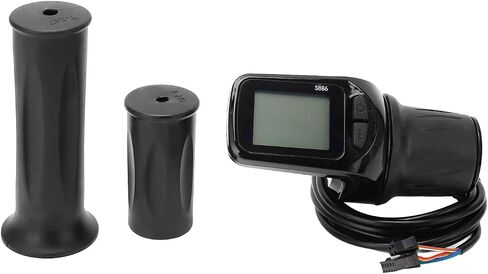 Electric Bike Half Throttle Grip, S886 Electric Bike Throttle Handle with LCD Display Panel Headlight Interface 5P + 2P Ordinary Cable for 24V 36V 48V 60V in Saudi Arabia