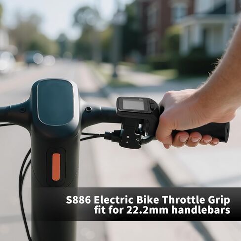 Electric Bike Half Throttle Grip, S886 Electric Bike Throttle Handle with LCD Display Panel Headlight Interface 5P + 2P Ordinary Cable for 24V 36V 48V 60V in Saudi Arabia