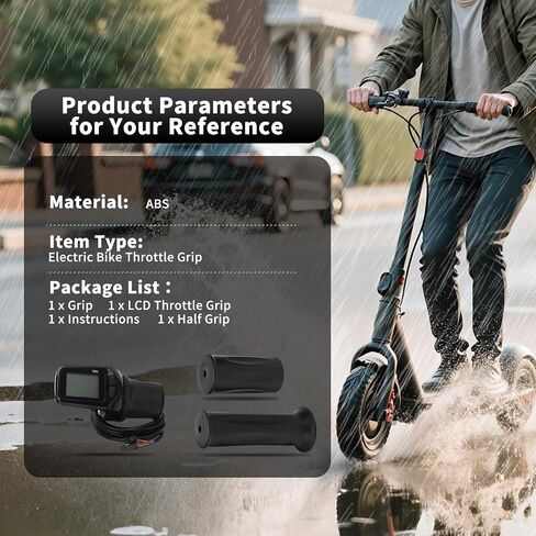 Electric Bike Half Throttle Grip, S886 Electric Bike Throttle Handle with LCD Display Panel Headlight Interface 5P + 2P Ordinary Cable for 24V 36V 48V 60V in Saudi Arabia