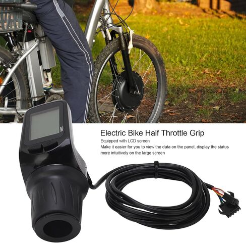 Electric Bike Half Throttle Grip, S886 Electric Bike Throttle Handle with LCD Display Panel Headlight Interface 5P + 2P Ordinary Cable for 24V 36V 48V 60V in Saudi Arabia