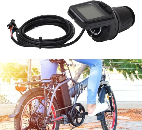 Electric Bike Half Throttle Grip, S886 Electric Bike Throttle Handle with LCD Display Panel Headlight Interface 5P + 2P Ordinary Cable for 24V 36V 48V 60V in Saudi Arabia