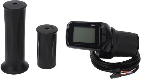 Electric Bike Half Throttle Grip, S886 Electric Bike Throttle Handle with LCD Display Panel Headlight Interface 5P + 2P Ordinary Cable for 24V 36V 48V 60V in Saudi Arabia