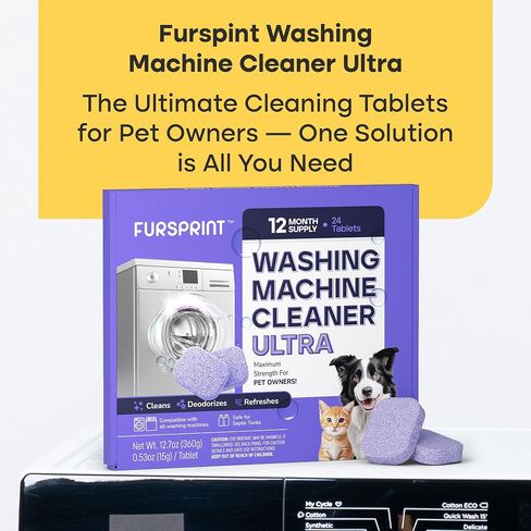 Washing Machine Cleaner Tablets - 24 Pack for a 12 Month Supply. Formulated for Pet Owners. Compatible with HE, Top & Front Load. Easily Removes Residue, Grime, and Odors. Septic Safe. in Saudi Arabia