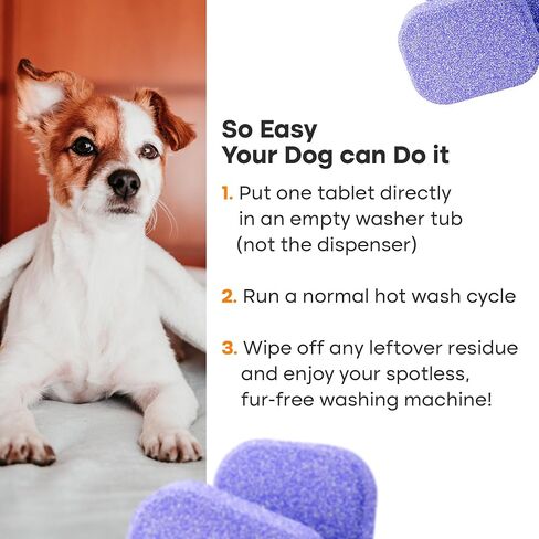 Washing Machine Cleaner Tablets - 24 Pack for a 12 Month Supply. Formulated for Pet Owners. Compatible with HE, Top & Front Load. Easily Removes Residue, Grime, and Odors. Septic Safe. in Saudi Arabia