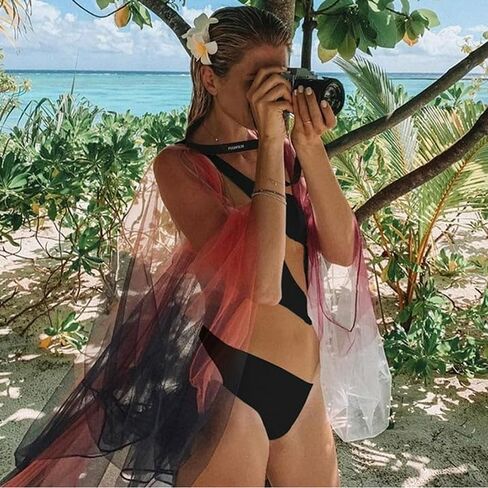 نساء شبكة واحدة من ملابس السباحة صلبة بلون أكمام بكمي in Kuwait