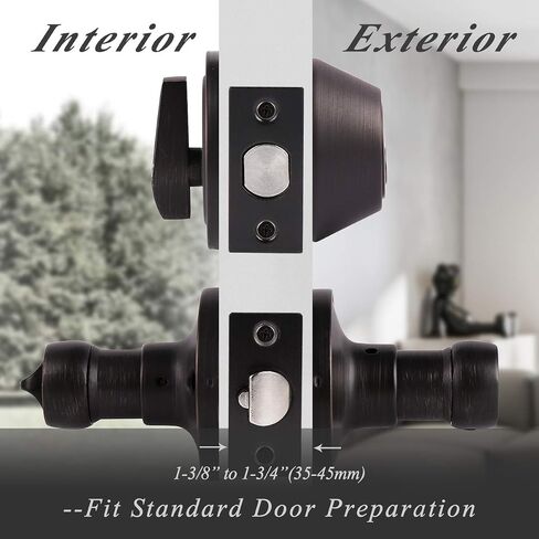 6 Sets-Front Door Entry Lever and Single Cylinder Deadbolts Combination Set, Keyed Alike Interior and Exterior Hardware, Oil Rubbed Bronze Door Handlesets, Combo Pack, Drop/Wave Shape Lockset Leverset in Saudi Arabia