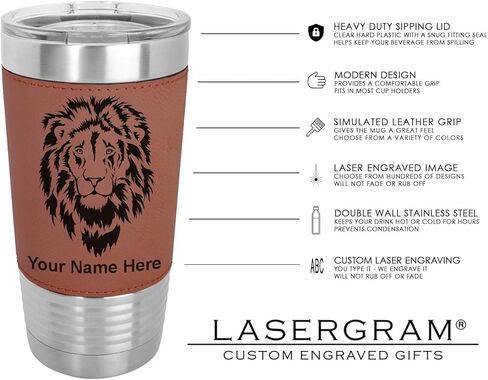 LASERGRAM 20oz فراغ معزول القدح ، Horse Head 3 ، شملت نقش مخصصة (جلد فو ، أسود) in Kuwait