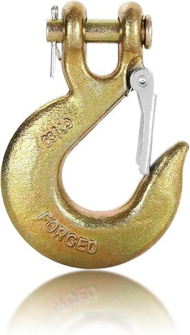 خطاف منزلق Clevis مقاس 3/8 بوصة مع مزلاج أمان، 8 عبوات من خطاف سلسلة أمان عالي التحمل من الدرجة 70 لنقل شاحنة المقطورة، خطاف إمساك، خطاف سحب، سعة تحميل 18,000 رطل in Kuwait