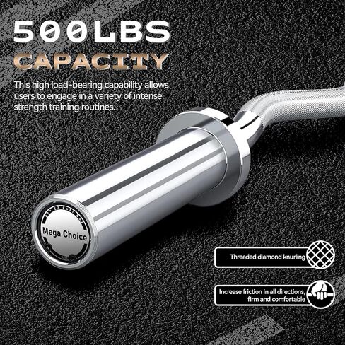 Barbell Bar لرفع الأثقال - 7 أقدام من الخدمة الثقيلة (1500 رطل/700 رطل) ، 4ft Short (500 رطل) ، 47 "EZ Curl Bar - Fits 2" Plates القياسية - التدريب على قوة الصالة الرياضية المنزلية in Kuwait