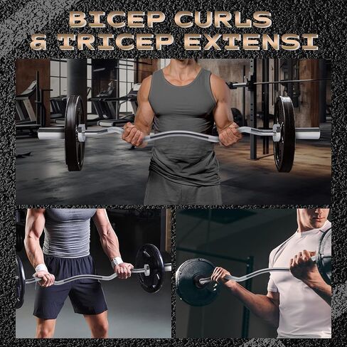 Barbell Bar لرفع الأثقال - 7 أقدام من الخدمة الثقيلة (1500 رطل/700 رطل) ، 4ft Short (500 رطل) ، 47 "EZ Curl Bar - Fits 2" Plates القياسية - التدريب على قوة الصالة الرياضية المنزلية in Kuwait