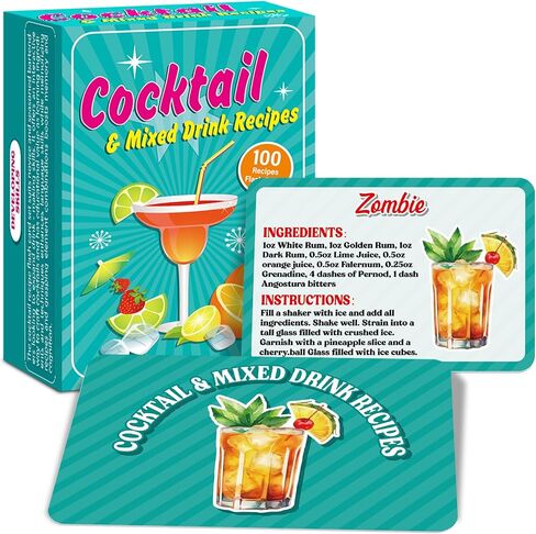 gisgfim 100Pcs Mixed Juice Recipes Flash Cards Bartender Recipe Cards Step by Step Drink Making Instructions Beverage Cookbook Comprehensive Mixology Concoction Guide for Home Bar Accessories in Saudi Arabia