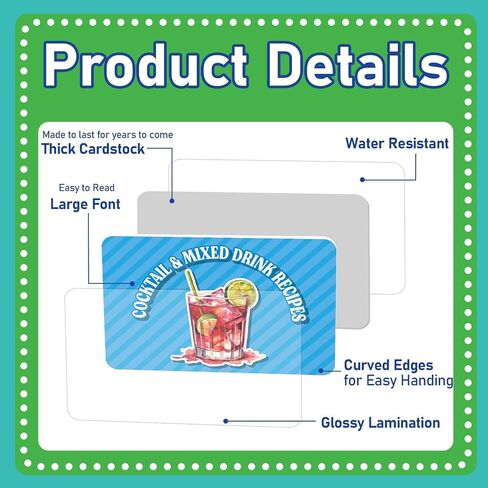 gisgfim 100Pcs Mixed Juice Recipes Flash Cards Bartender Recipe Cards Step by Step Drink Making Instructions Beverage Cookbook Comprehensive Mixology Concoction Guide for Home Bar Accessories in Saudi Arabia