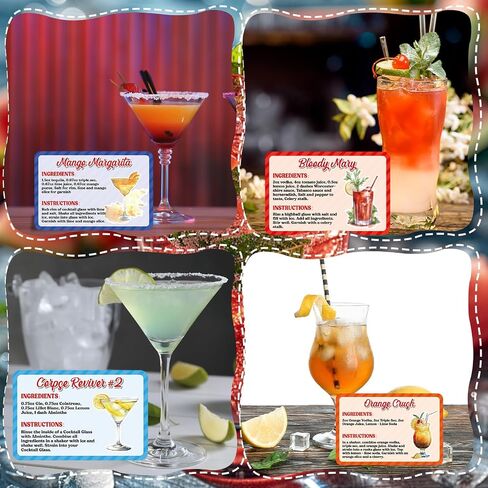 gisgfim 100Pcs Mixed Juice Recipes Flash Cards Bartender Recipe Cards Step by Step Drink Making Instructions Beverage Cookbook Comprehensive Mixology Concoction Guide for Home Bar Accessories in Saudi Arabia
