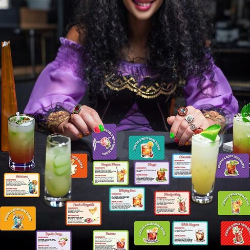 gisgfim 100Pcs Mixed Juice Recipes Flash Cards Bartender Recipe Cards Step by Step Drink Making Instructions Beverage Cookbook Comprehensive Mixology Concoction Guide for Home Bar Accessories in Saudi Arabia