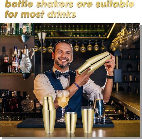 Lallisa 10 Pieces Cocktail Shakers Professional Bar Boston Shaker Set Stainless Steel Martini Shaker Drink Mixer Basic Tools Weighted Shake Metal Can for Bartenders, 18 Oz, 28 oz(Silver) in Saudi Arabia