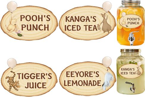 8PCS Vintage Winnie Stickers Drink Labels Classic Pooh with Friends Drink Decorations for Baby Shower Birthday Food Labels Oh Baby Party Supplies in Kuwait