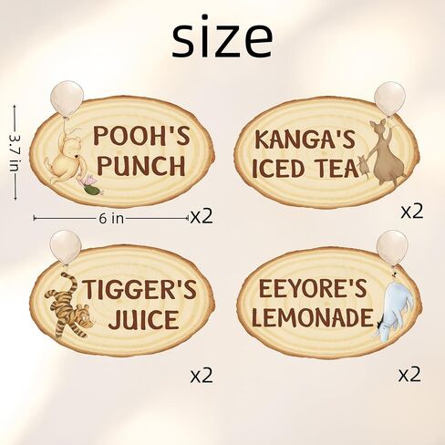 8PCS Vintage Winnie Stickers Drink Labels Classic Pooh with Friends Drink Decorations for Baby Shower Birthday Food Labels Oh Baby Party Supplies in Kuwait