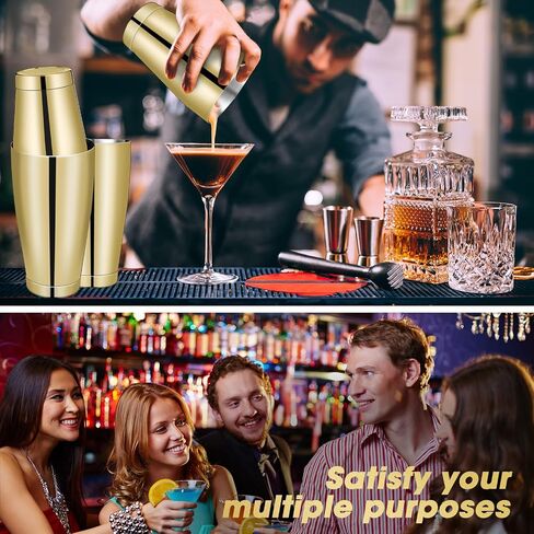 Lallisa 10 Pieces Cocktail Shakers Professional Bar Boston Shaker Set Stainless Steel Martini Shaker Drink Mixer Basic Tools Weighted Shake Metal Can for Bartenders, 18 Oz, 28 oz(Silver) in Saudi Arabia