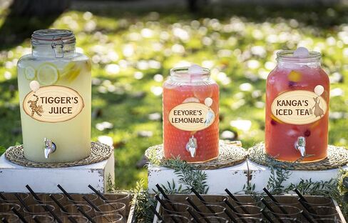 8PCS Vintage Winnie Stickers Drink Labels Classic Pooh with Friends Drink Decorations for Baby Shower Birthday Food Labels Oh Baby Party Supplies in Kuwait