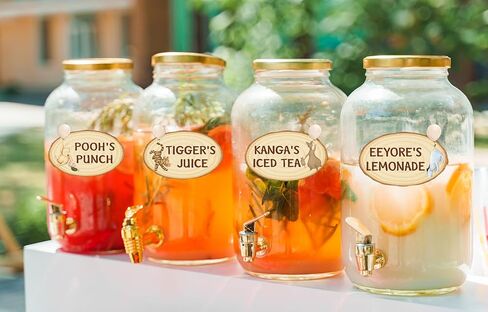 8PCS Vintage Winnie Stickers Drink Labels Classic Pooh with Friends Drink Decorations for Baby Shower Birthday Food Labels Oh Baby Party Supplies in Kuwait