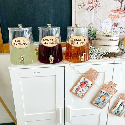 8PCS Vintage Winnie Stickers Drink Labels Classic Pooh with Friends Drink Decorations for Baby Shower Birthday Food Labels Oh Baby Party Supplies in Kuwait