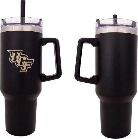 Desert Cactus UCF University of Central Florida Knights كبير معزول من الفولاذ المقاوم للصدأ مقبض الغطاء القابل لإعادة الاستخدام مزدوج الكوب المسورة الساخنة بالليزر المحفور (40 أوقية أونصة تومل) in Saudi Arabia